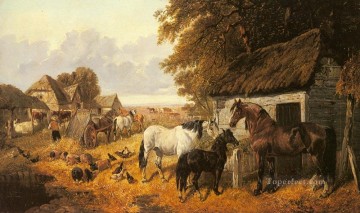 horse cats Painting - Bringing In The Hay John Frederick Herring Jr horse